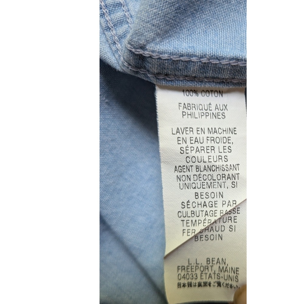 Vintage L.L. Bean Button Denim Shirt Mens XLT Trim Fit Tall Classic Workwear - Picture 7 of 7
